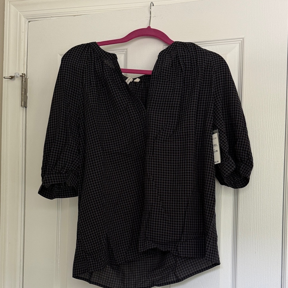 Treasure & Bond Black Checkered Blouse- M